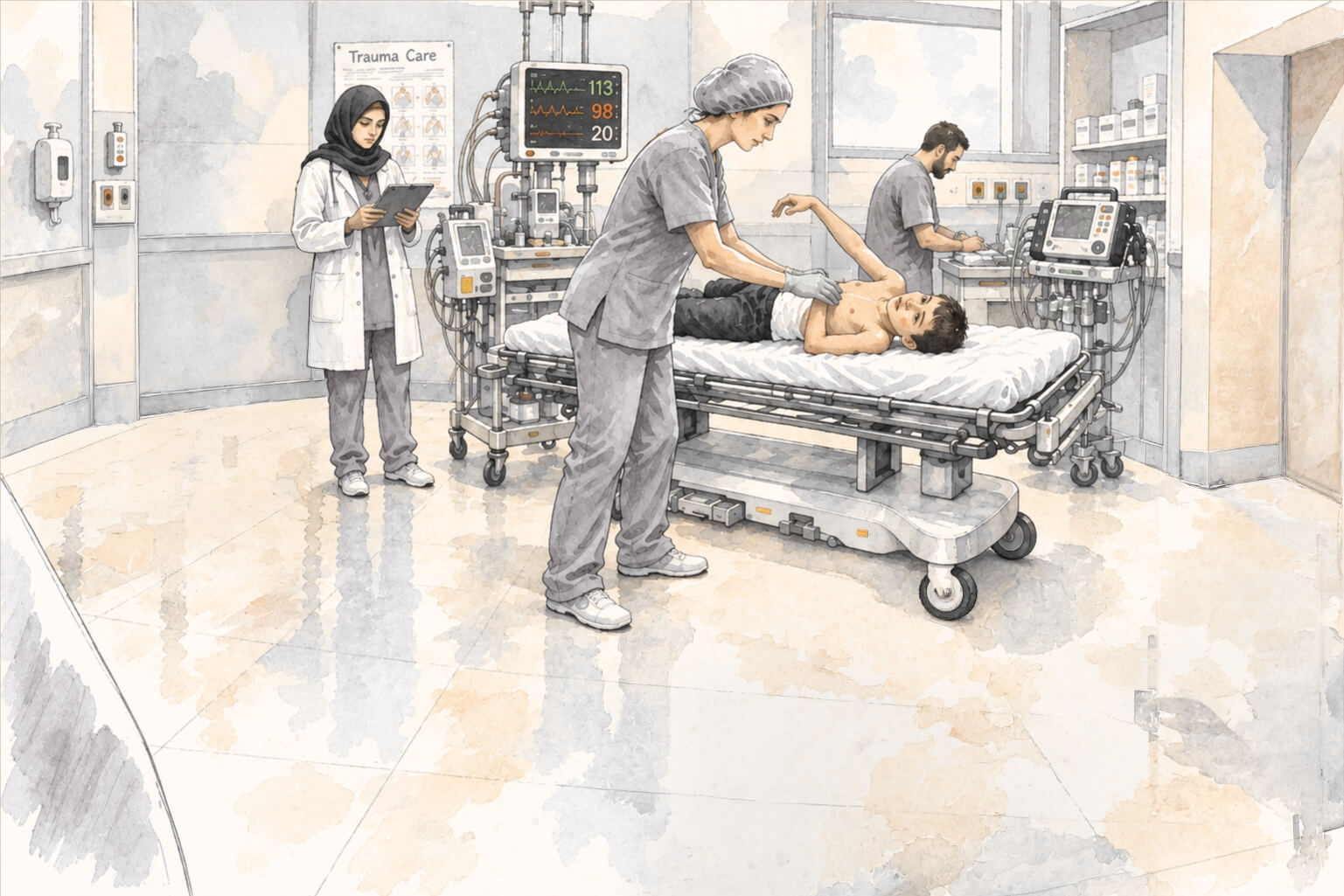 Gaza hospital scene, fourth state