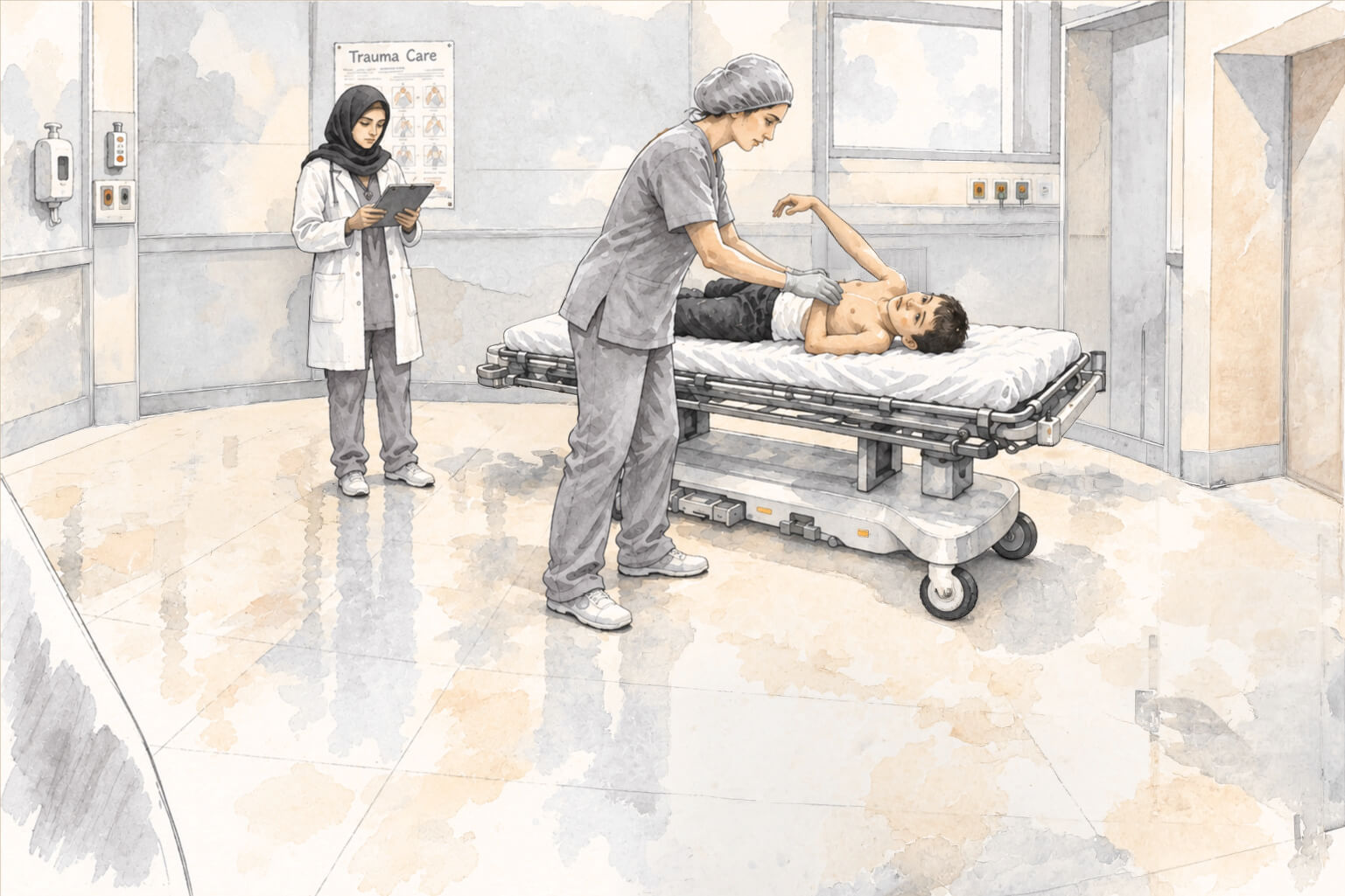 Gaza hospital scene, sixth state