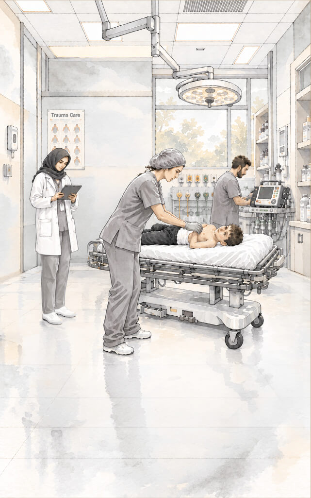 Gaza hospital scene, fourth state