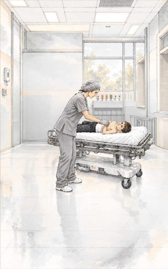 Gaza hospital scene, sixth state