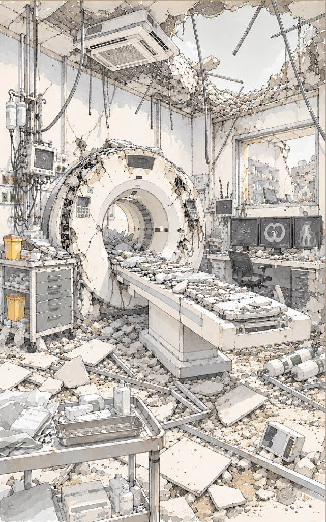Destroyed radiology department